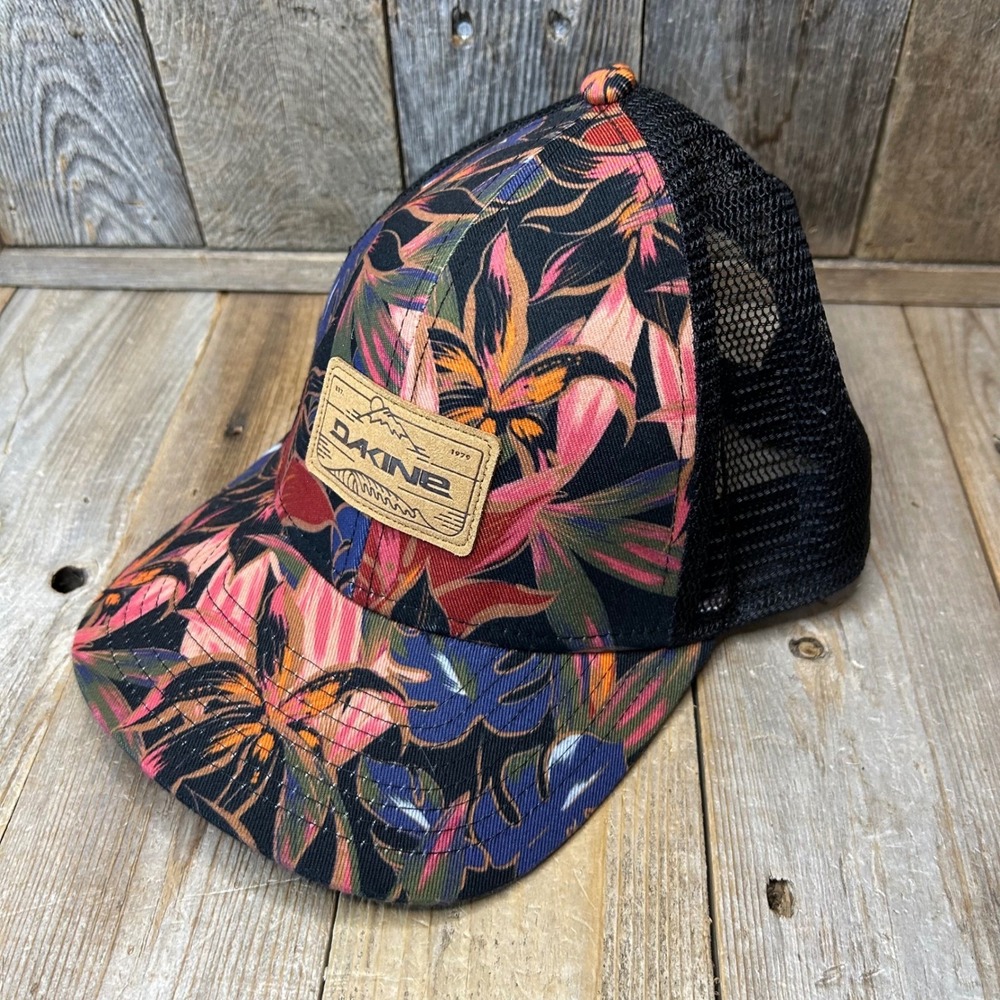 Dakine Tropical Floral Trucker Hat Black Mesh Mid‎ Crown Snapback Cap NetPlus